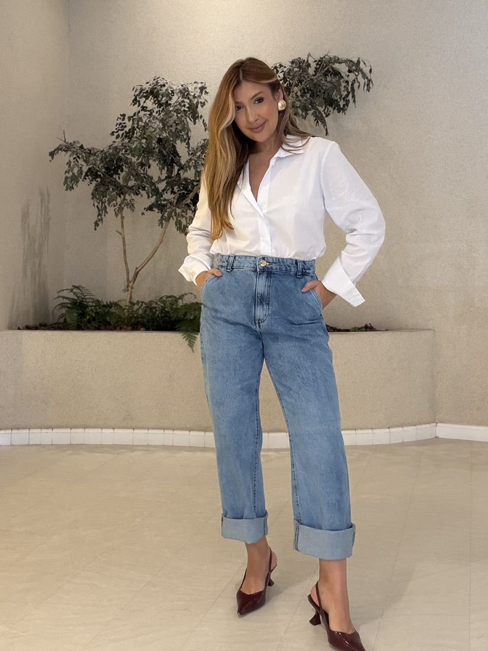 CALÇA MARINA RETA JEANS CLARO - 0079020071 - CAROLLA FERRARO
