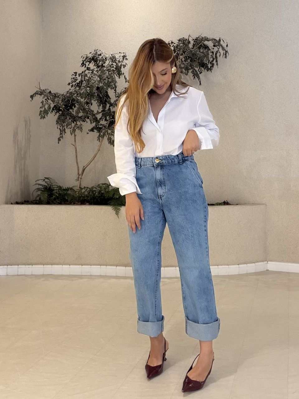 CALÇA MARINA RETA JEANS CLARO