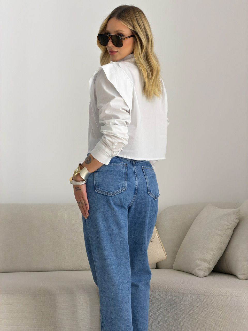 CALÇA MARINA RETA JEANS CLARO