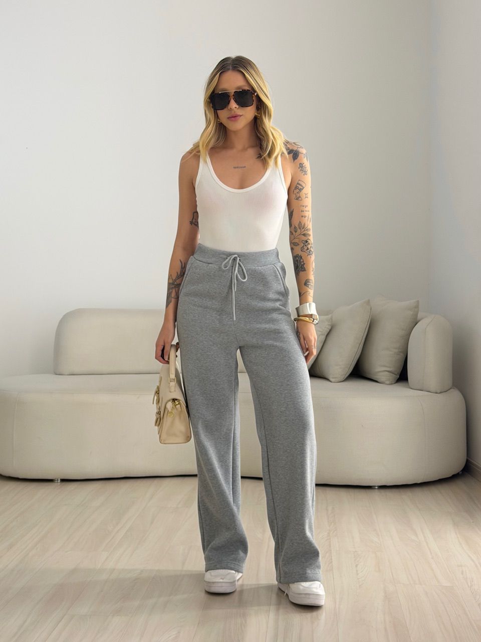 CALÇA THALIA MOLETOM CINZA