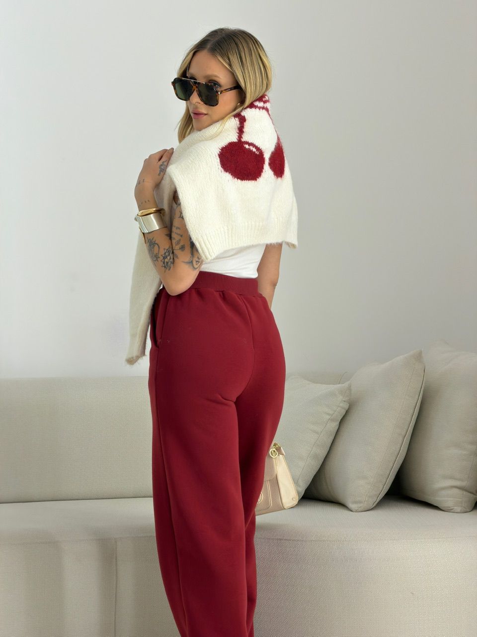CALÇA THALIA MOLETOM VINHO