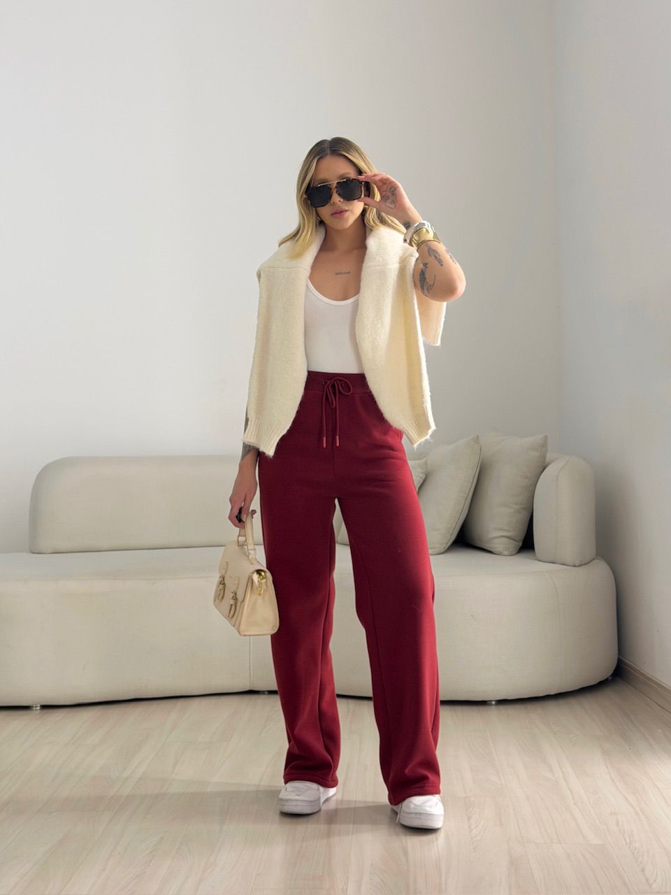 CALÇA THALIA MOLETOM VINHO