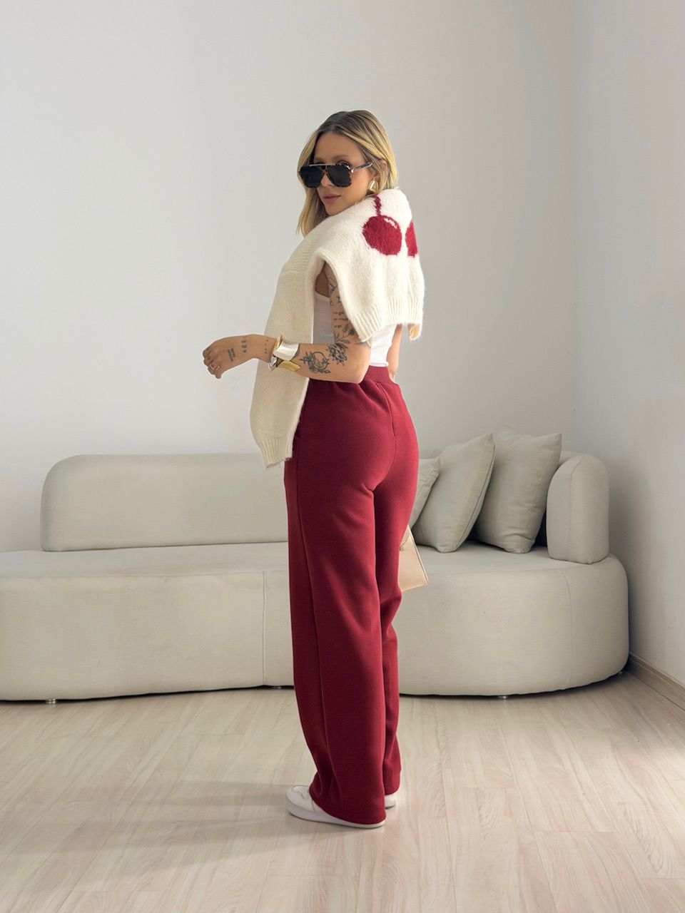 CALÇA THALIA MOLETOM VINHO