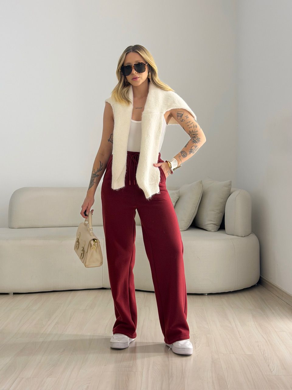 CALÇA THALIA MOLETOM VINHO