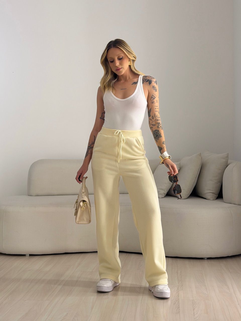 CALÇA THALIA MOLETOM YELLOW BUTTER