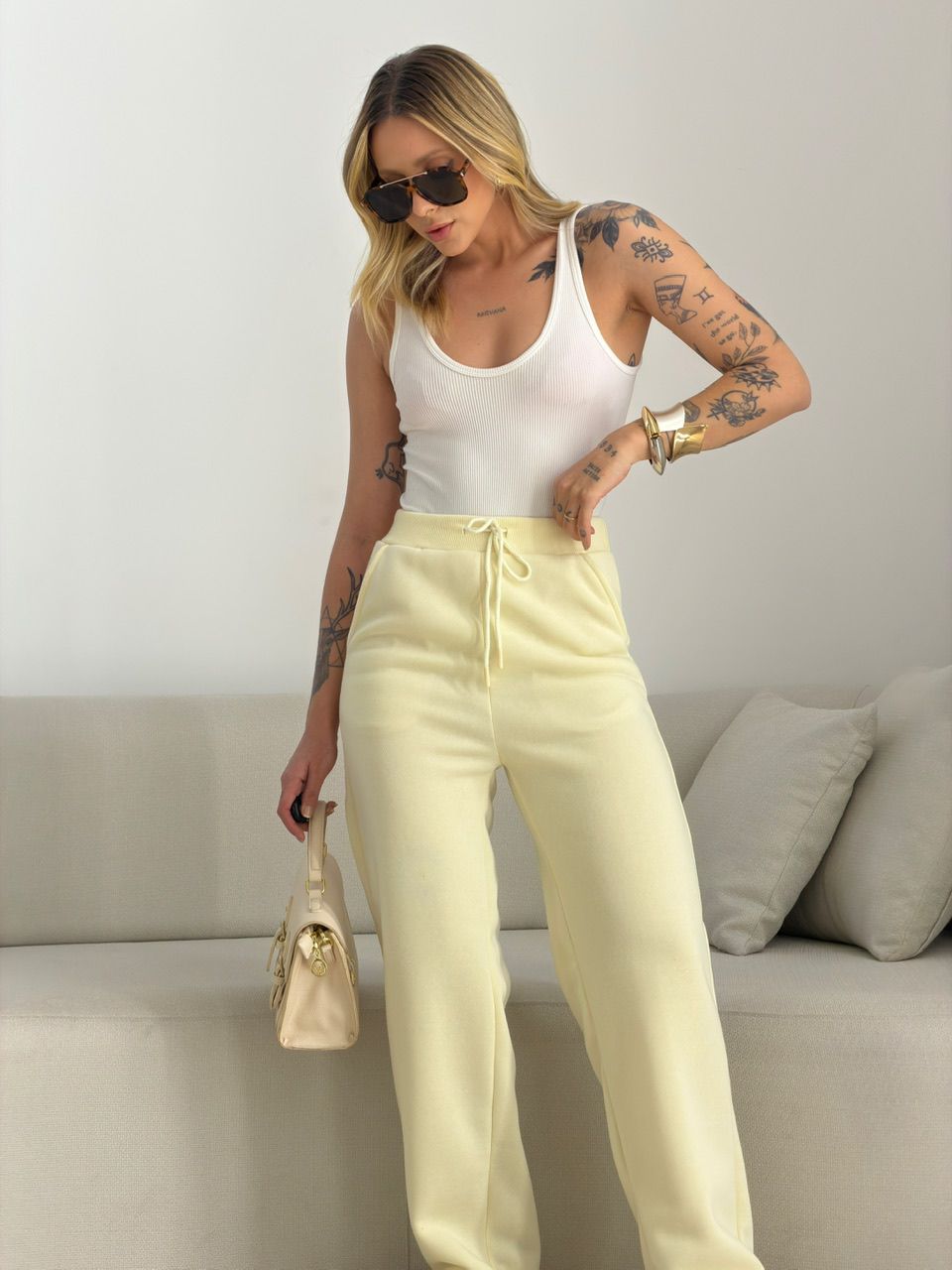 CALÇA THALIA MOLETOM YELLOW BUTTER