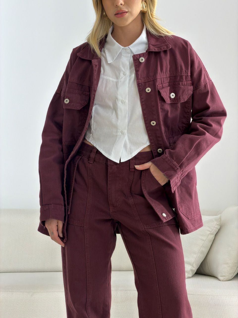 CAMISA ELIS JEANS VINHO