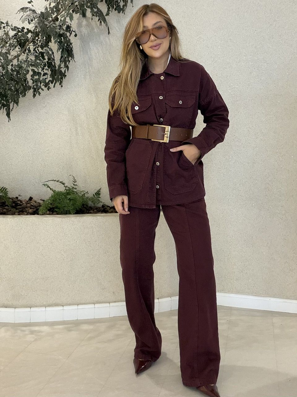 CAMISA ELIS JEANS VINHO