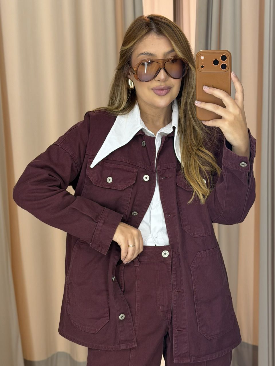 CAMISA ELIS JEANS VINHO - 0079130168 - CAROLLA FERRARO