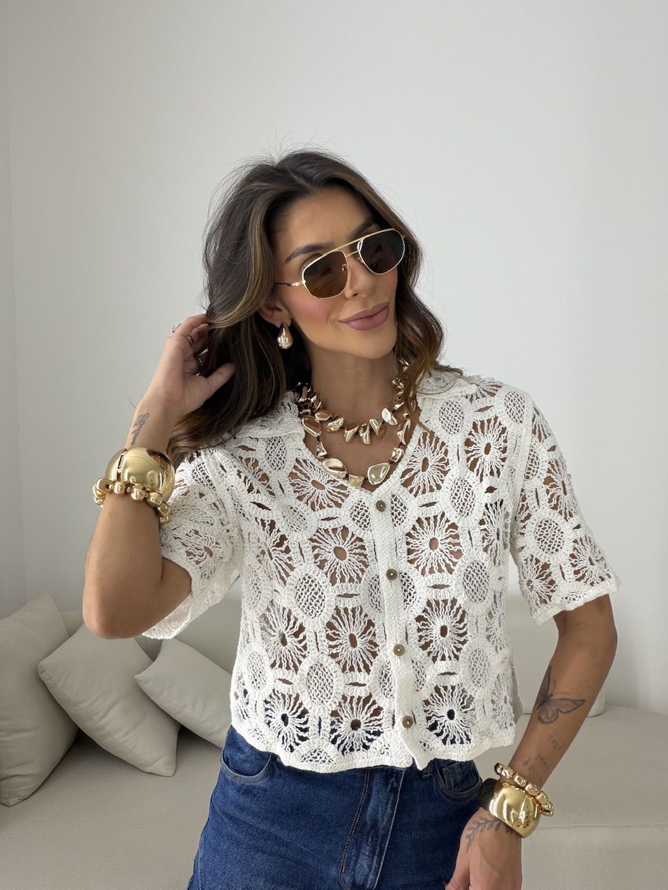 CAMISA FLORA CROCHÊ OFF