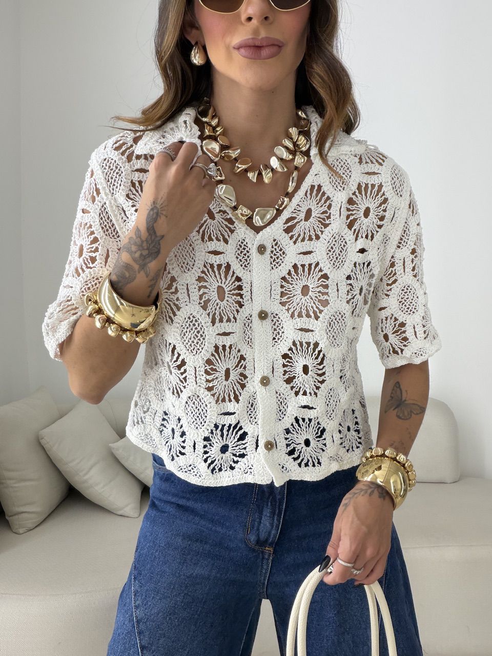 CAMISA FLORA CROCHÊ OFF