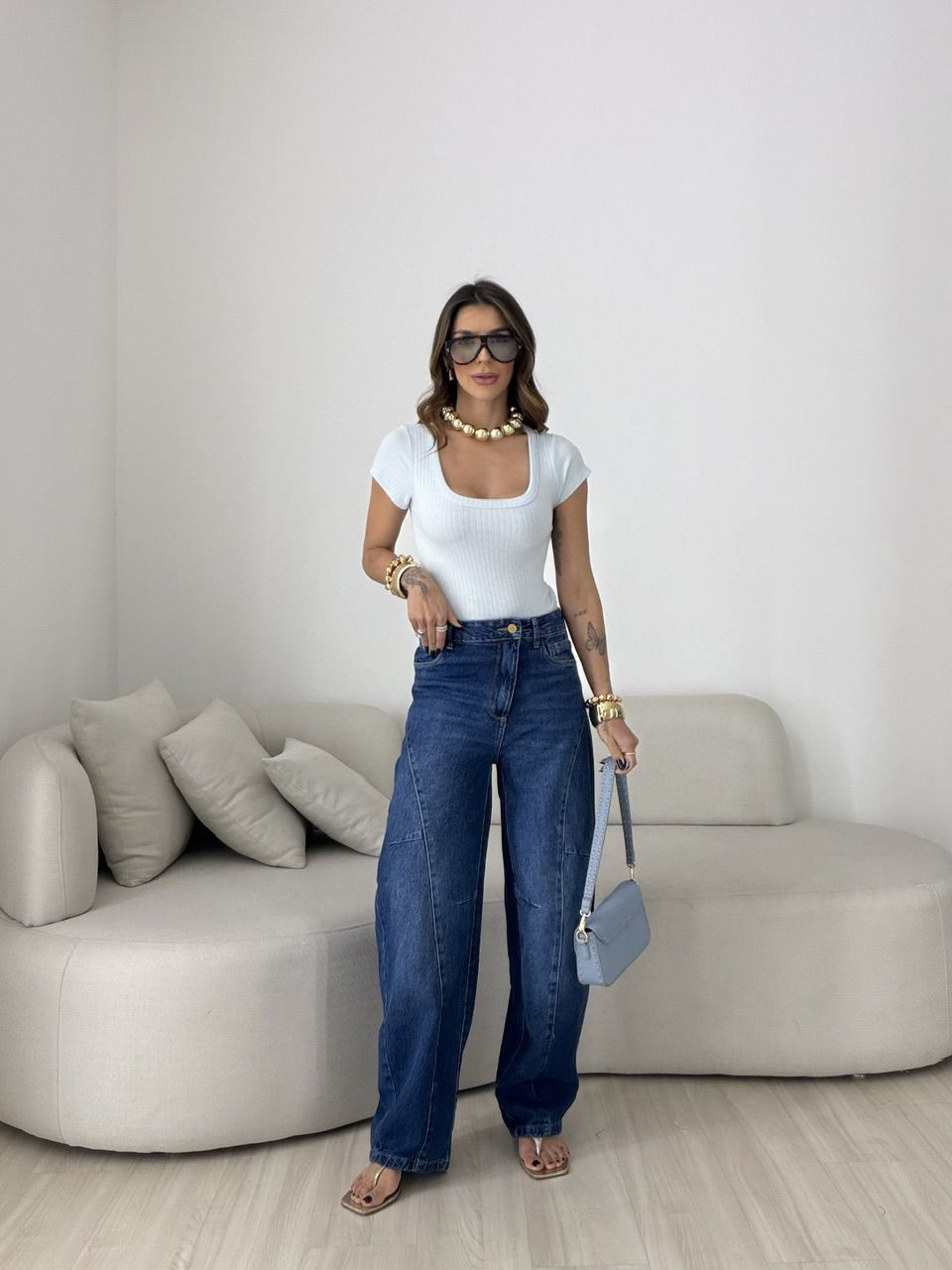 BLUSA MARIANGELA CANELADA AZUL