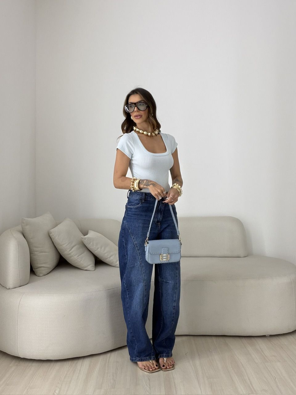 BLUSA MARIANGELA CANELADA AZUL