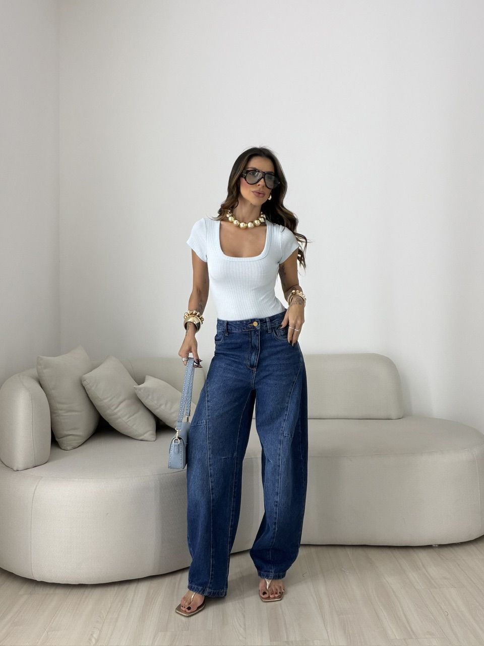BLUSA MARIANGELA CANELADA AZUL