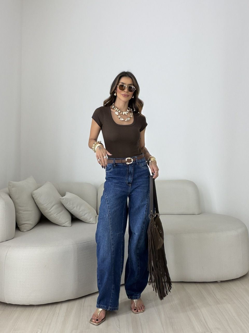 BLUSA MARIANGELA CANELADA CAFÉ