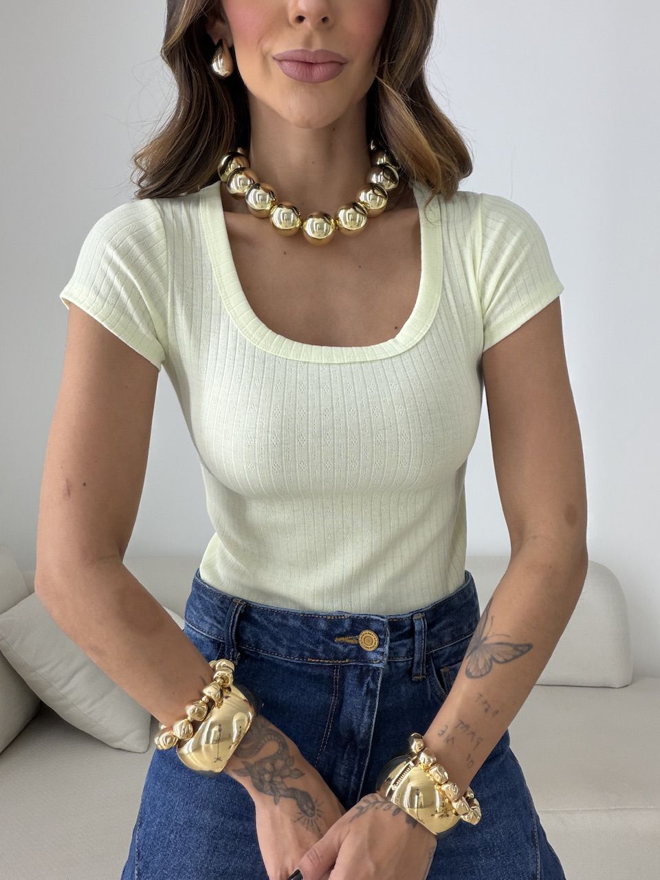 BLUSA MARIANGELA CANELADA MENTA