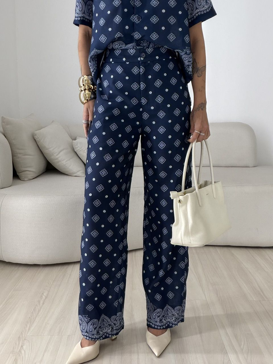 CALÇA DAIANA ESTAMPADA MARINHO - 0080010055 - CAROLLA FERRARO