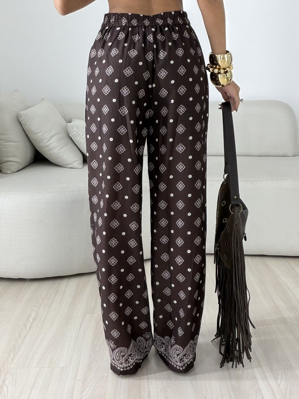 CALÇA DAIANA ESTAMPADA CAFÉ