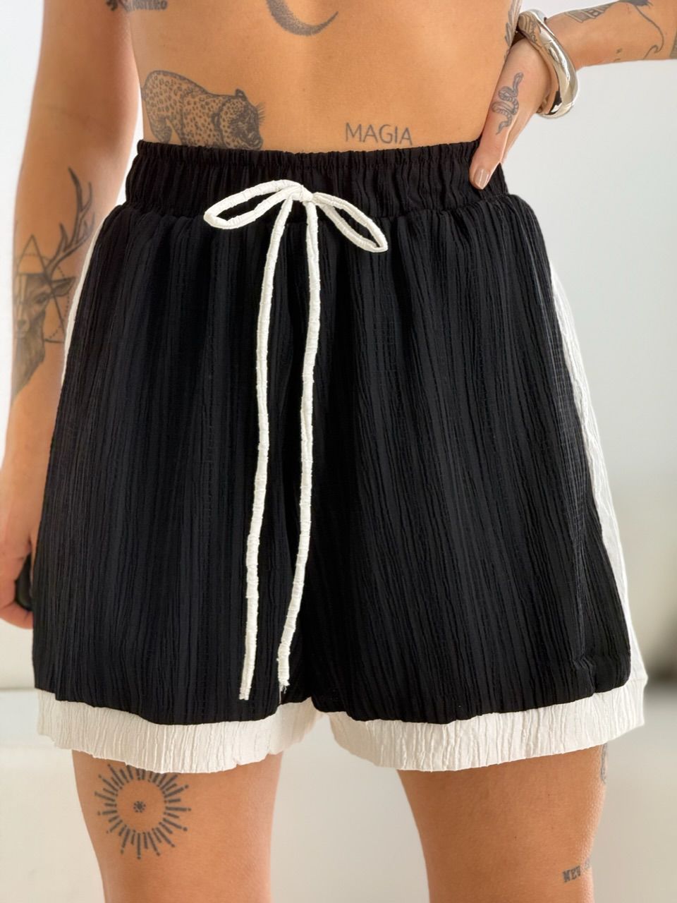 SHORT ALINE CF BICOLOR preto