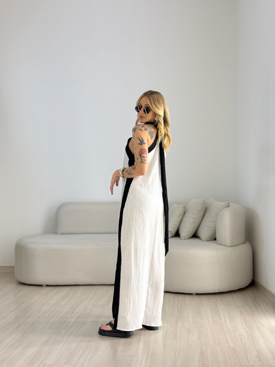 VESTIDO FLORA CF BICOLOR Branco