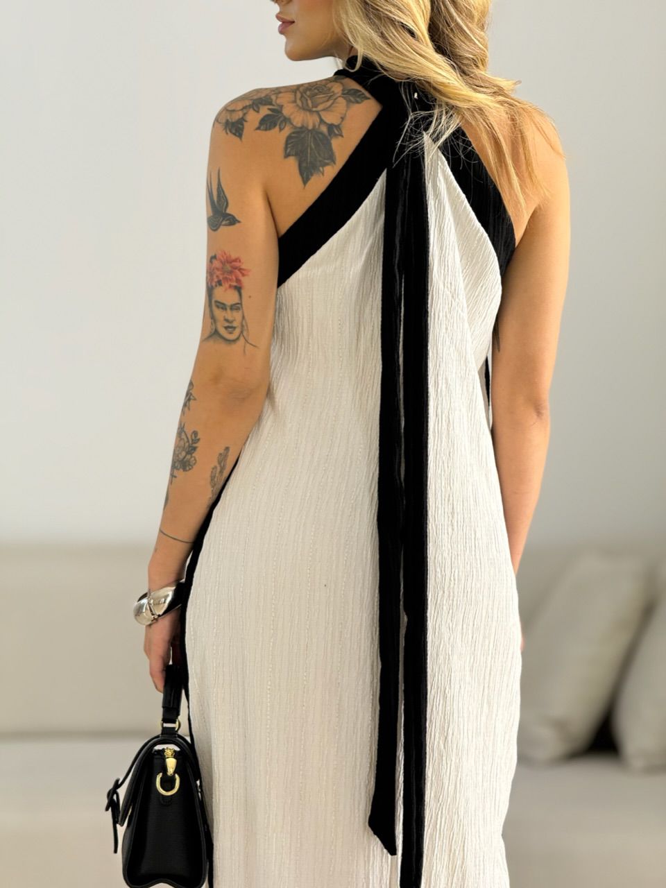 VESTIDO FLORA CF BICOLOR Branco