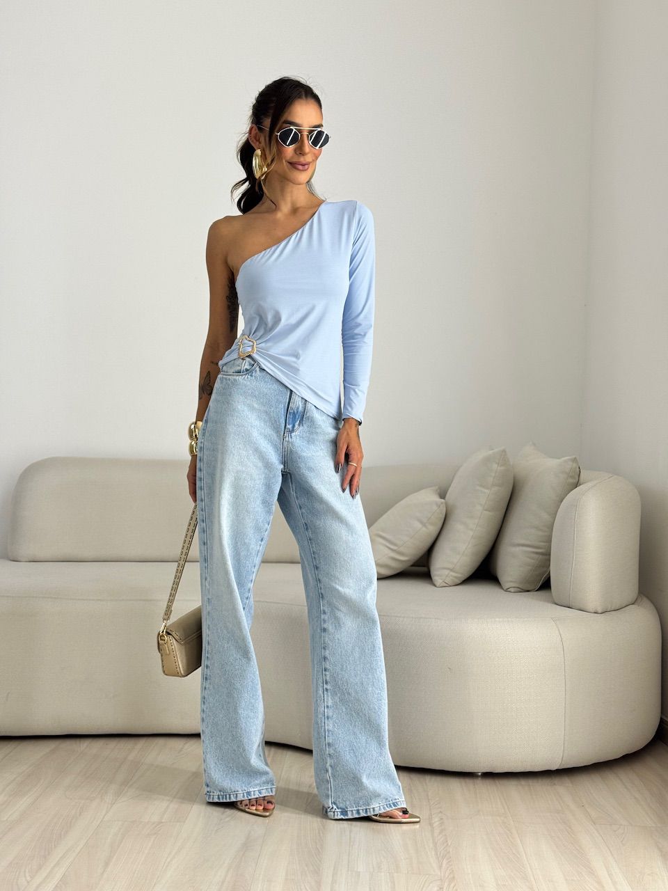 BLUSA ISIS NULA MANGA AZUL