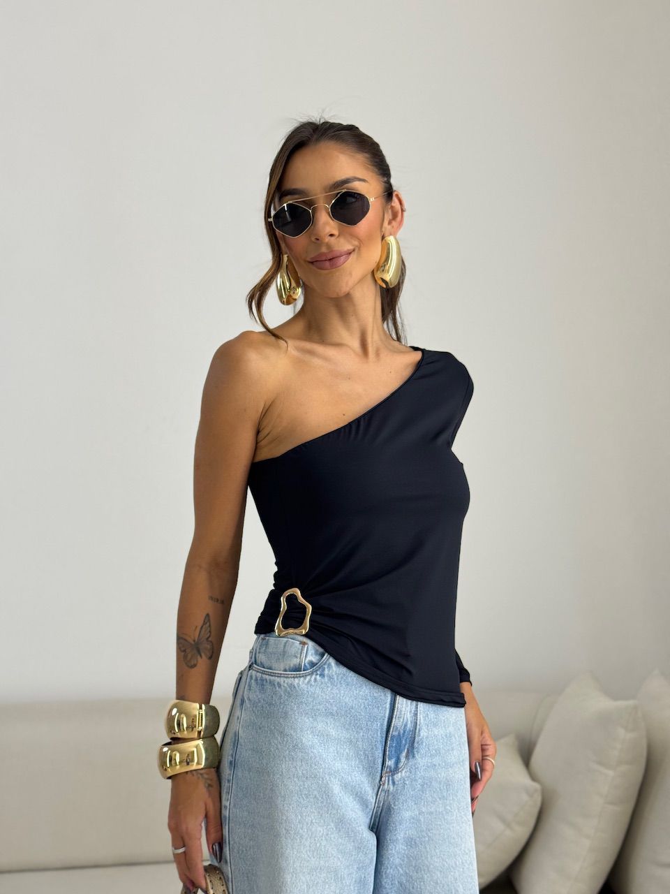 BLUSA ISIS NULA MANGA PRETA - 0072400033 - CAROLLA FERRARO