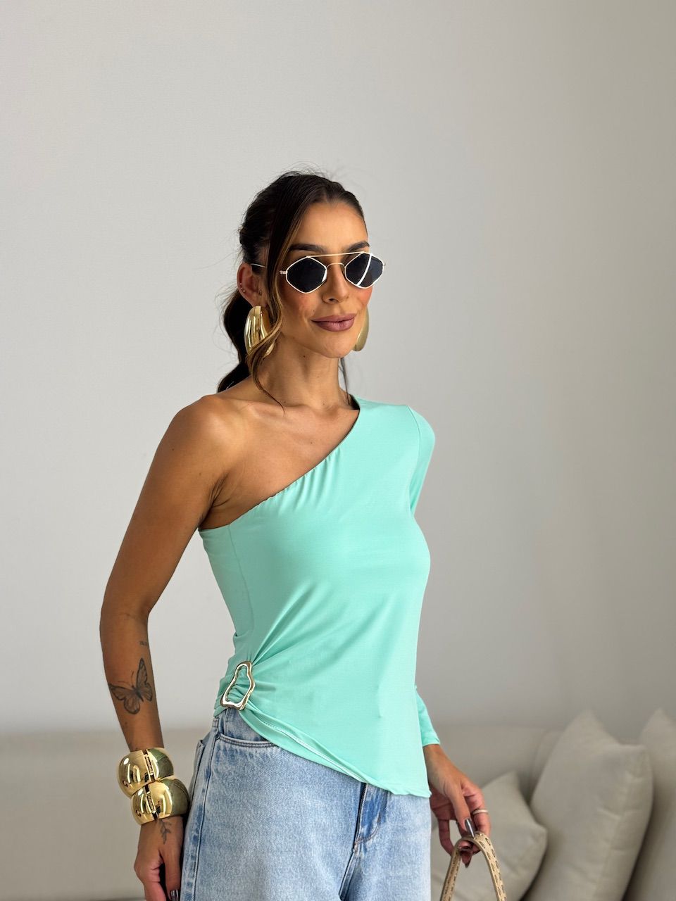 BLUSA ISIS NULA MANGA VERDE ÁGUA