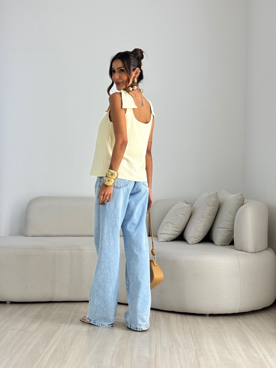 BLUSA MÔNICA LAÇO CREME