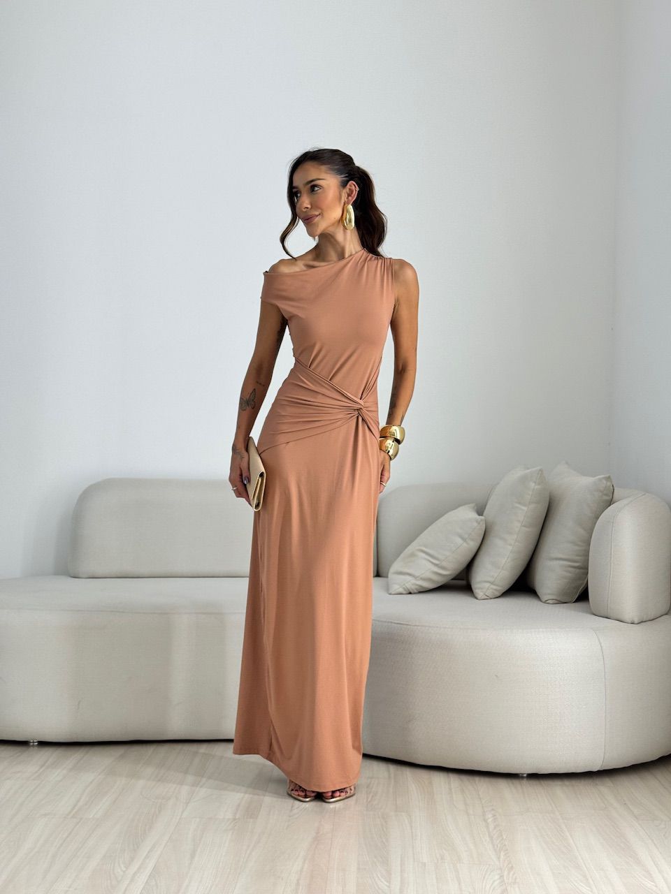 VESTIDO LIZ LONGO CAPUCCINO 