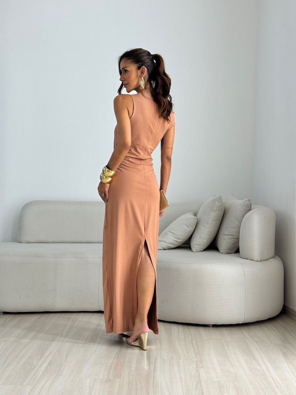 VESTIDO LIZ LONGO CAPUCCINO 