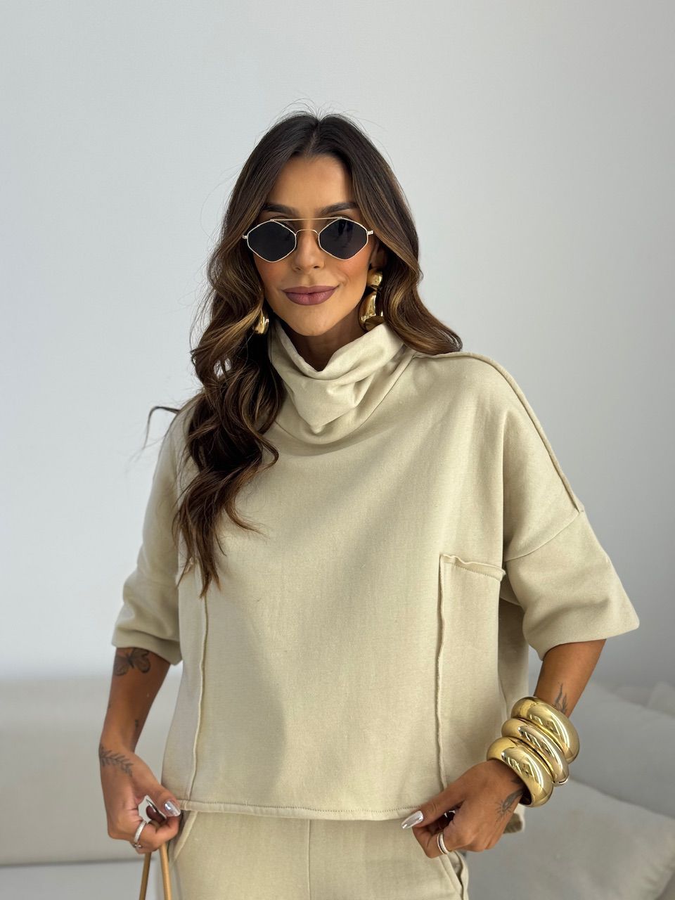 CONJUNTO MIRELA CALÇA LASTEX AREIA