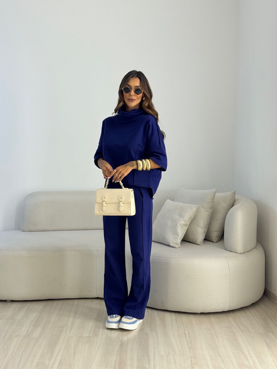 CONJUNTO MIRELA CALÇA LASTEX MARINHO