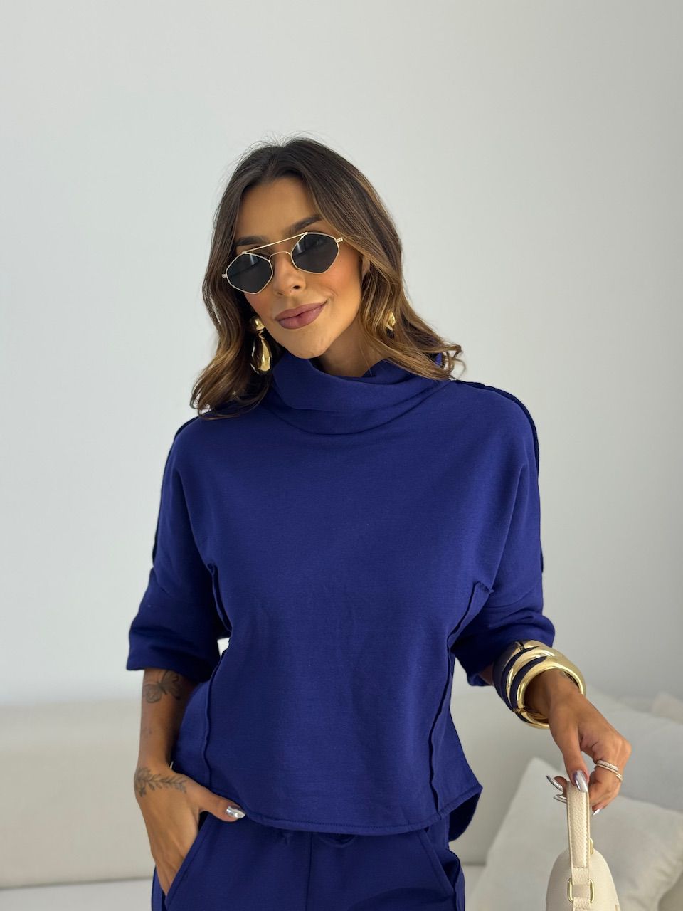 CONJUNTO MIRELA CALÇA LASTEX MARINHO