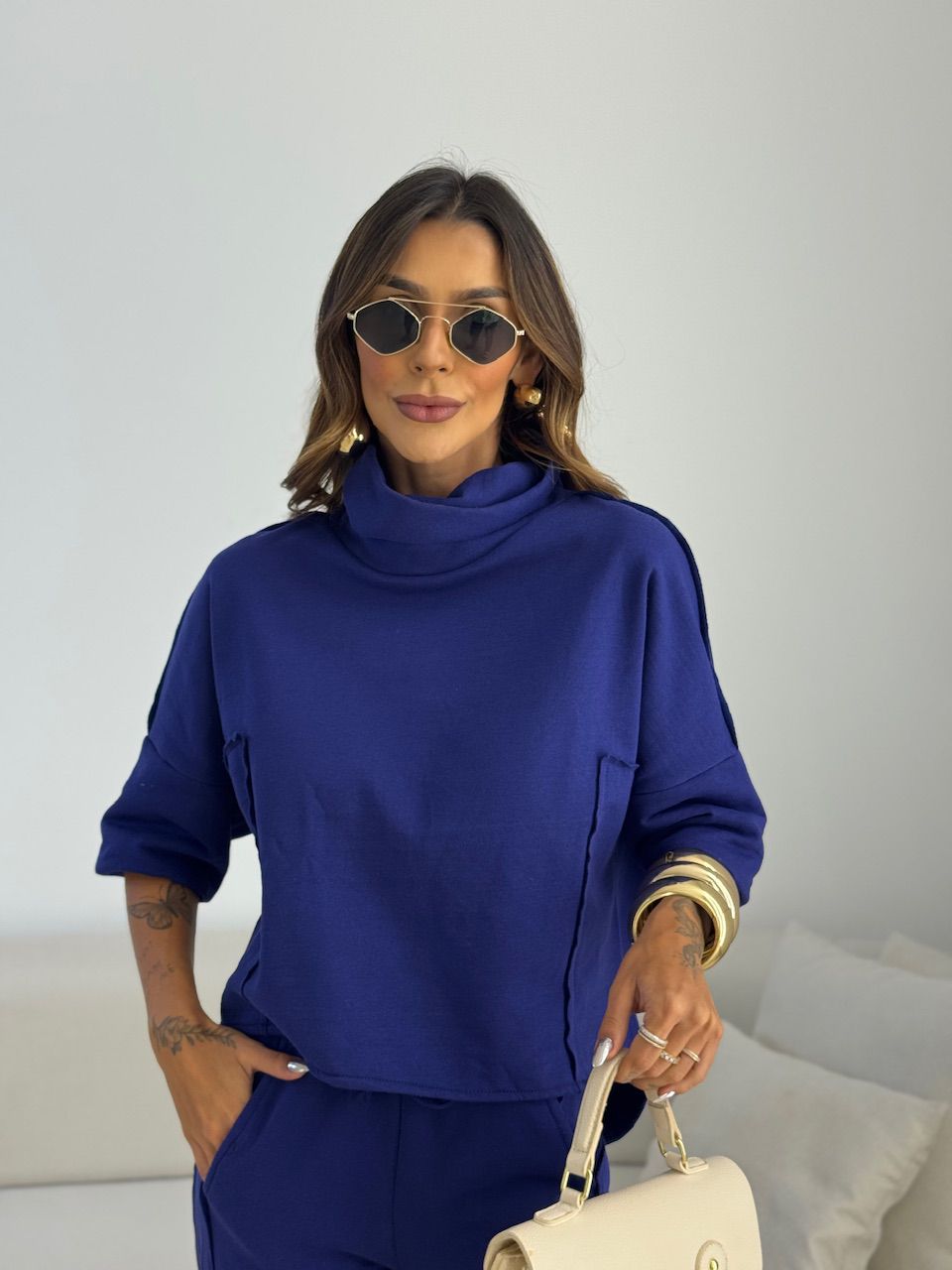 CONJUNTO MIRELA CALÇA LASTEX MARINHO