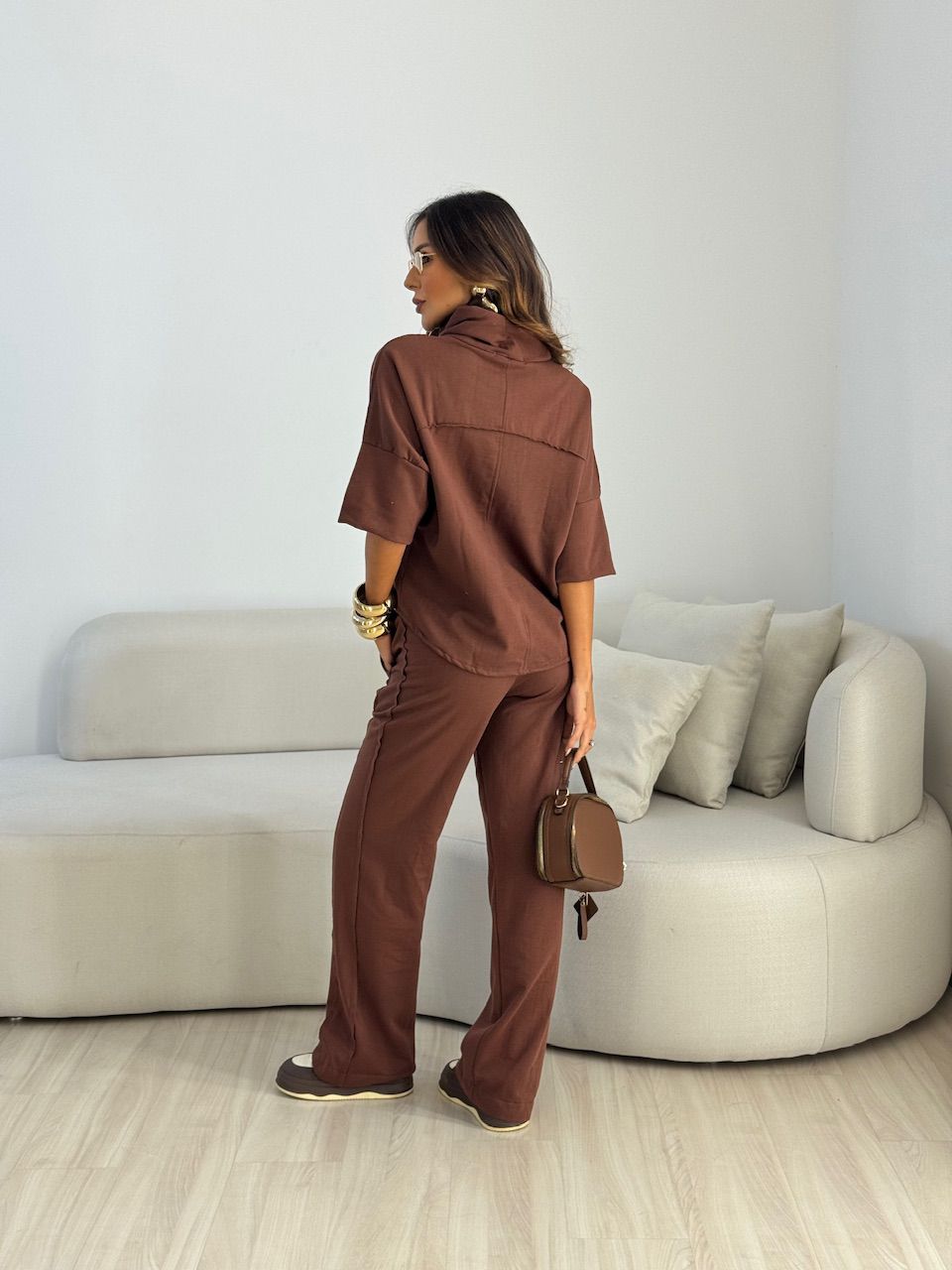 CONJUNTO MIRELA CALÇA LASTEX MARROM