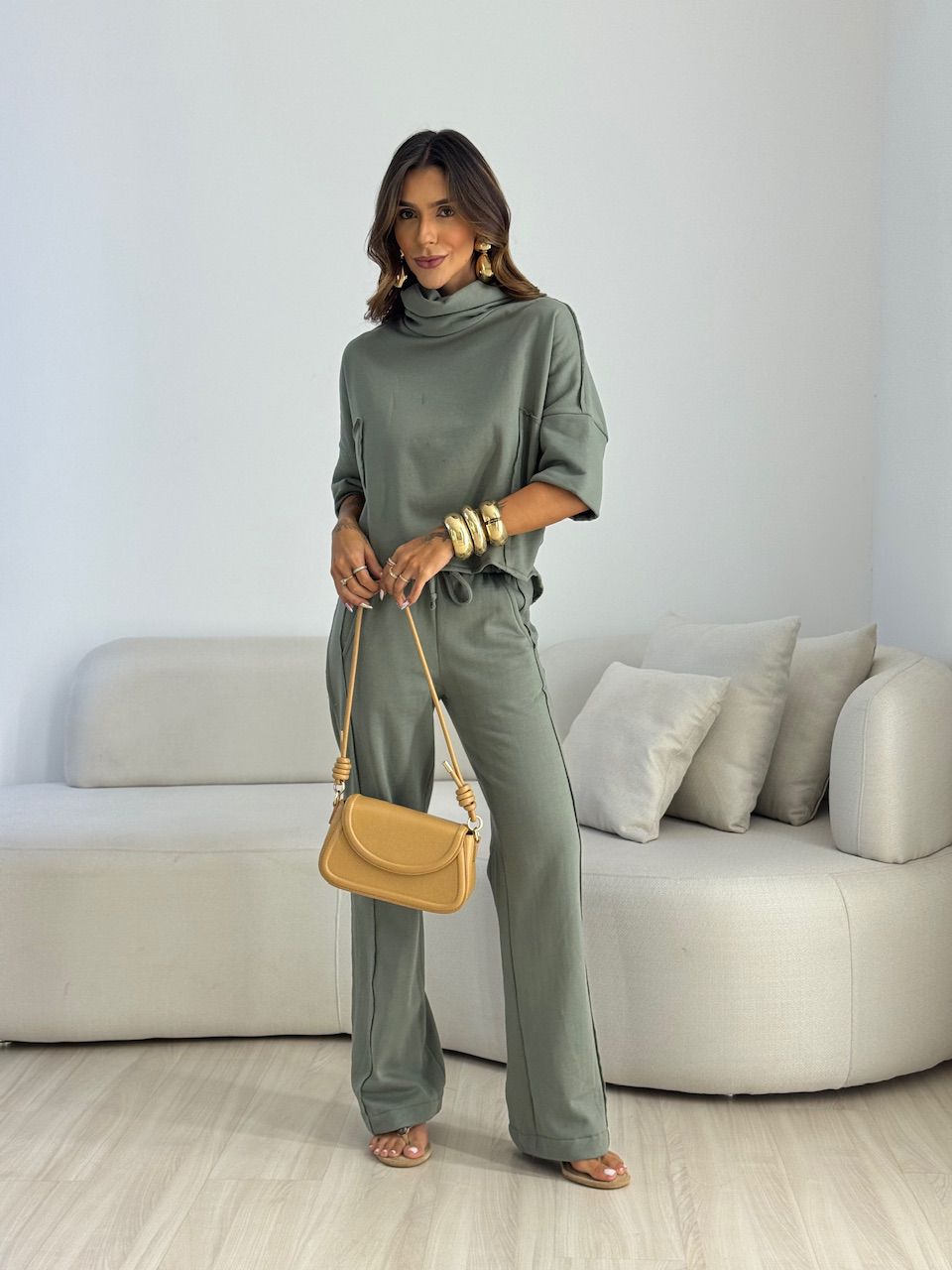 CONJUNTO MIRELA CALÇA LASTEX VERDE
