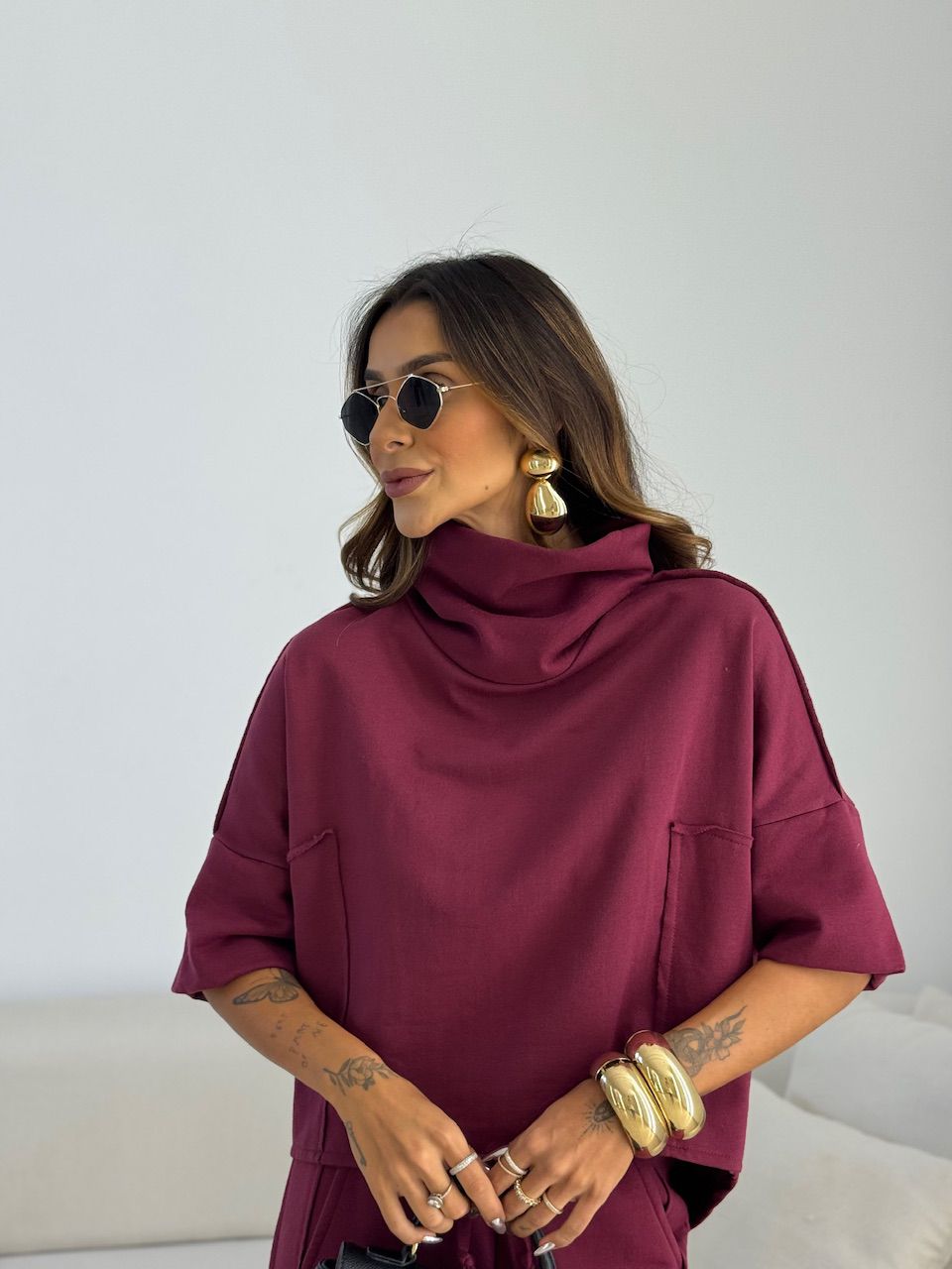 CONJUNTO MIRELA CALÇA LASTEX VINHO