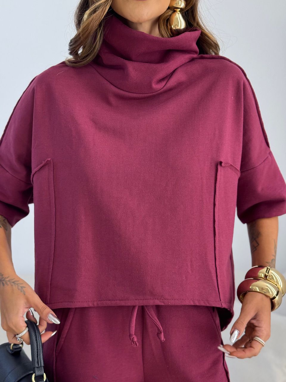 CONJUNTO MIRELA CALÇA LASTEX VINHO