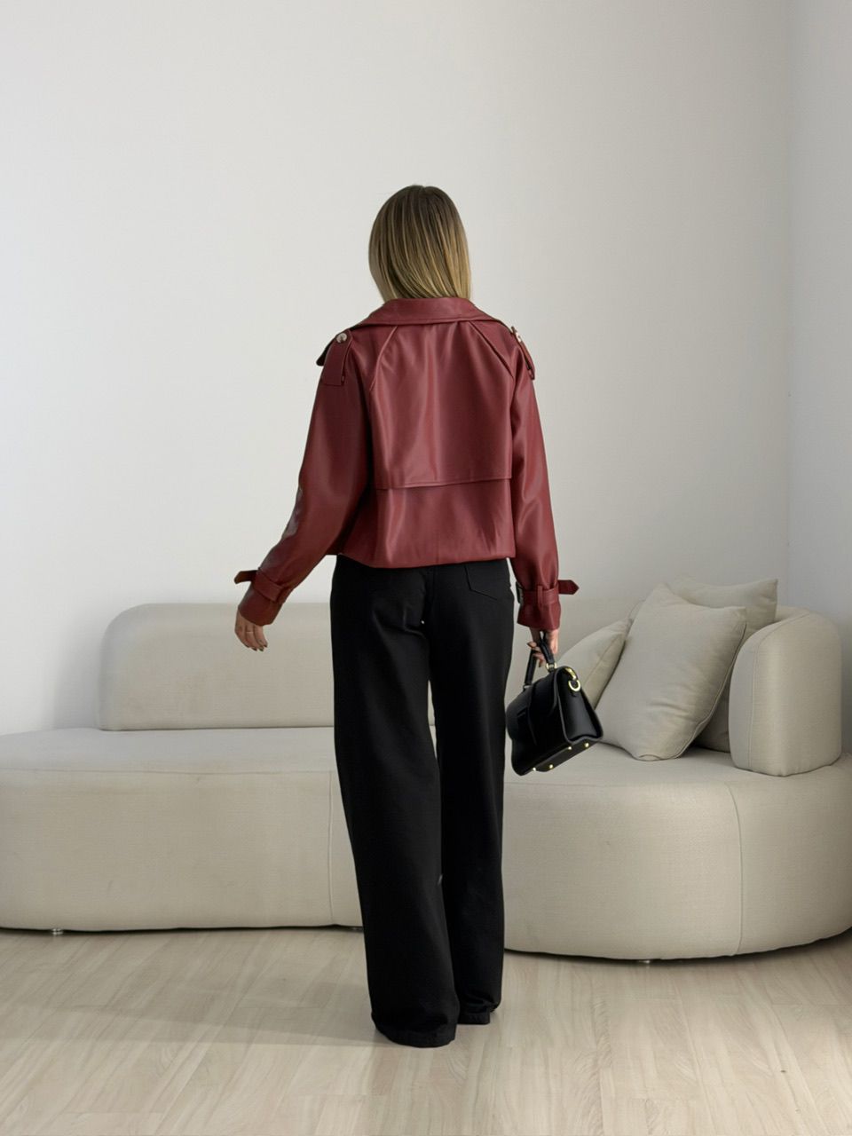 JAQUETA MARIA PAULA COURO FAKE VINHO