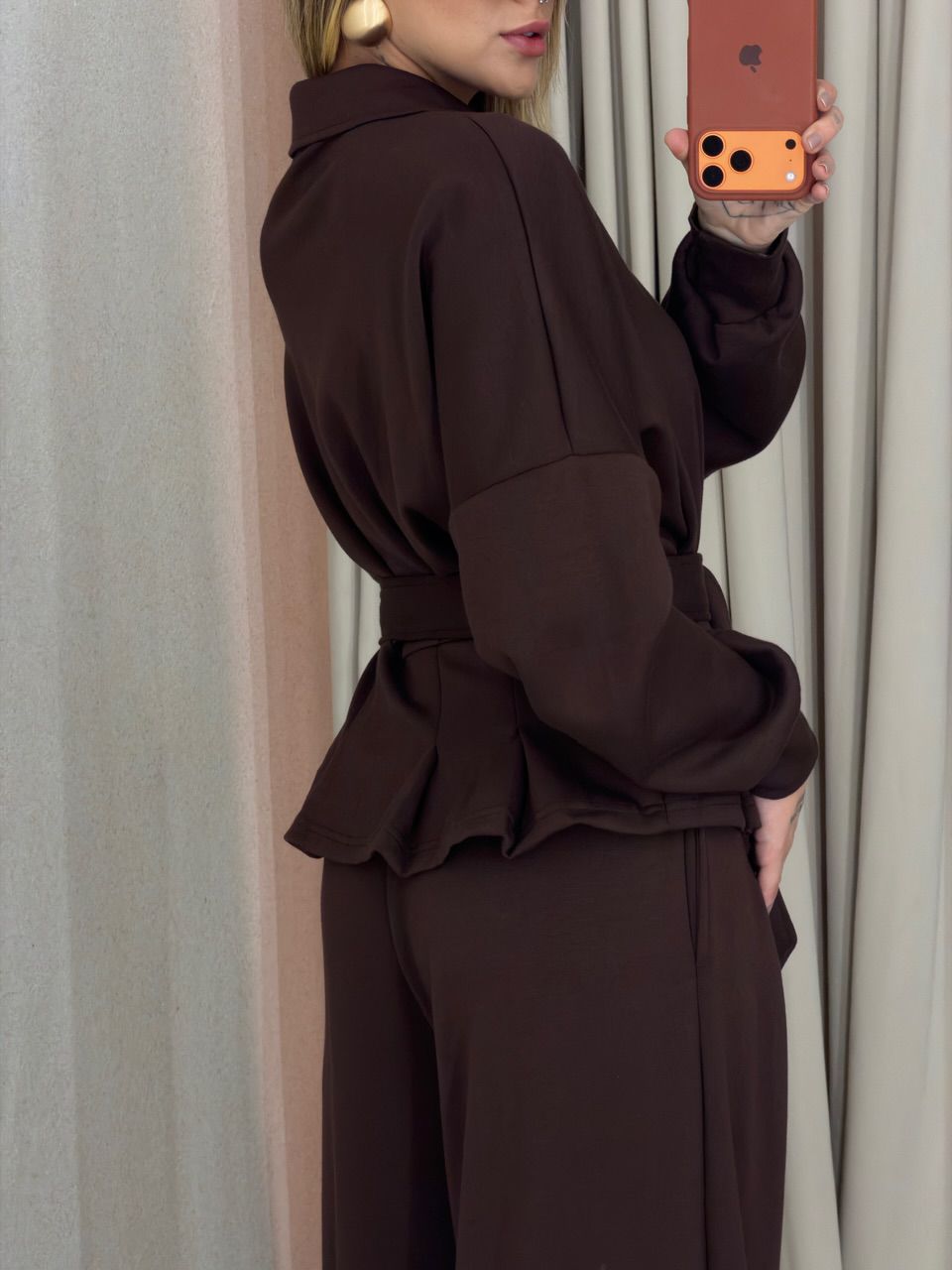 JAQUETA ANA CLAUDIA CINTO CAFÉ