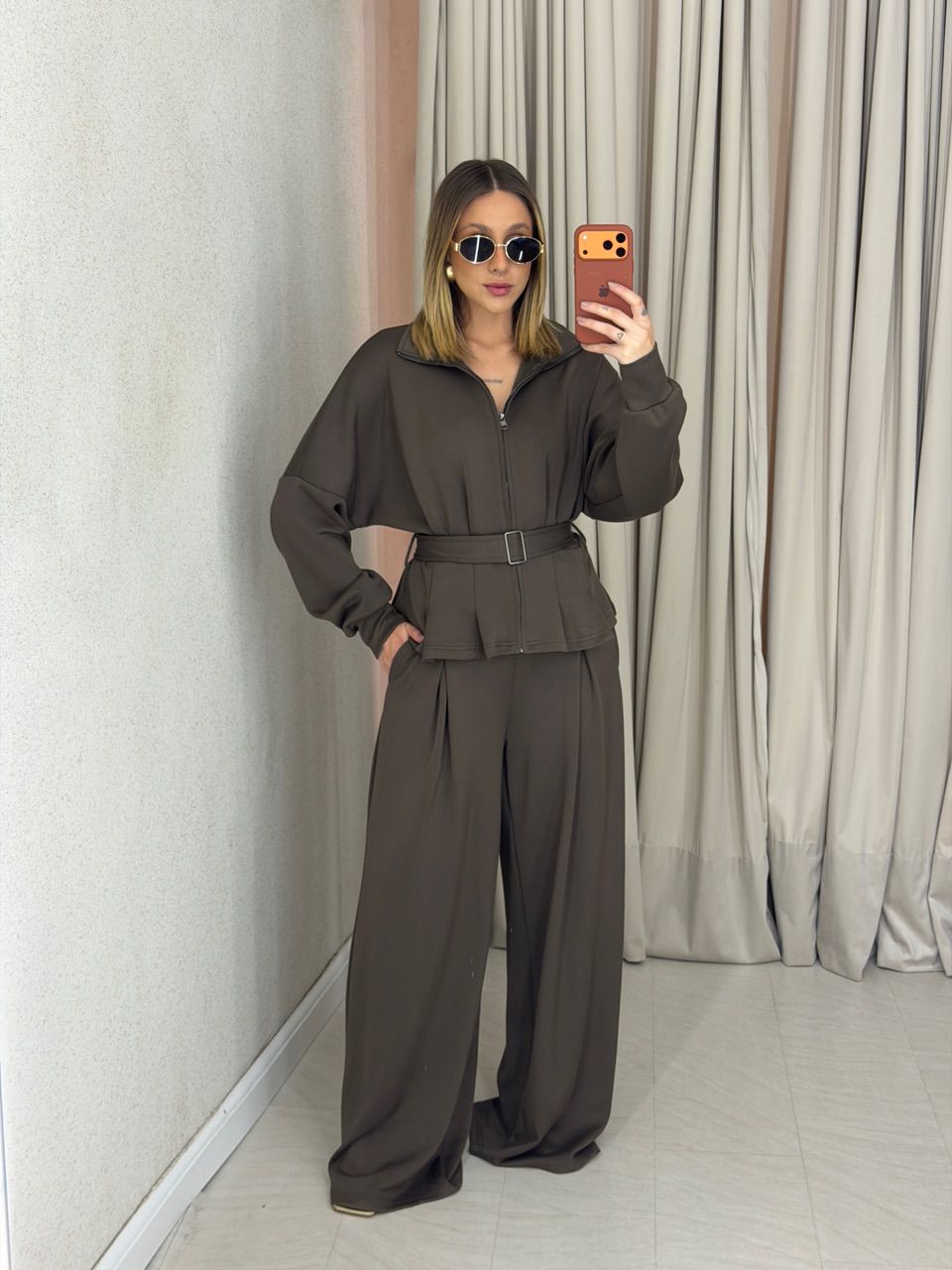 JAQUETA ANA CLAUDIA CINTO Caqui