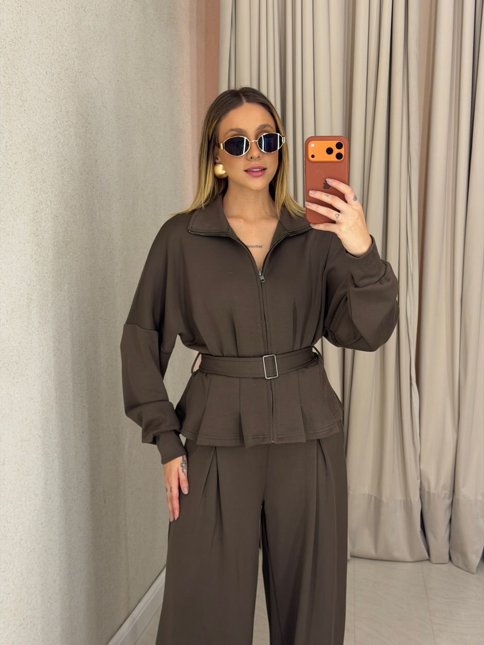 JAQUETA ANA CLAUDIA CINTO Caqui