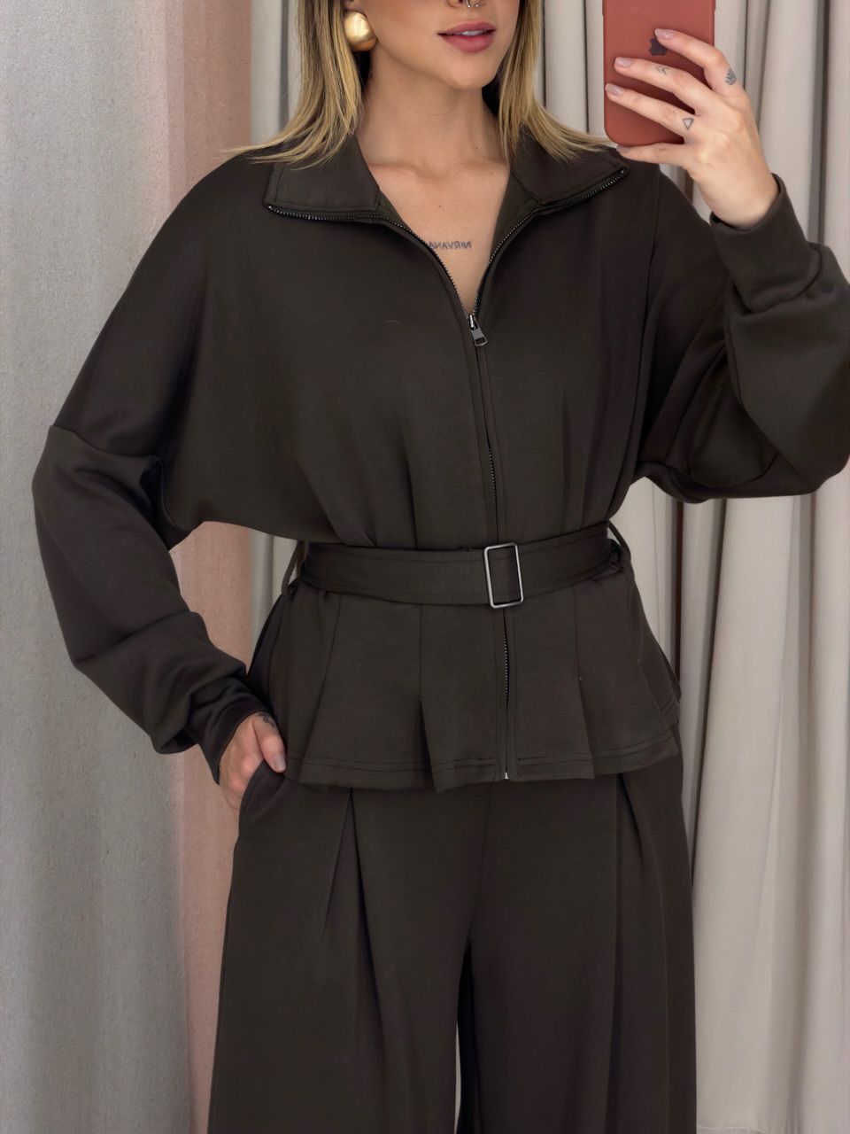 JAQUETA ANA CLAUDIA CINTO Caqui