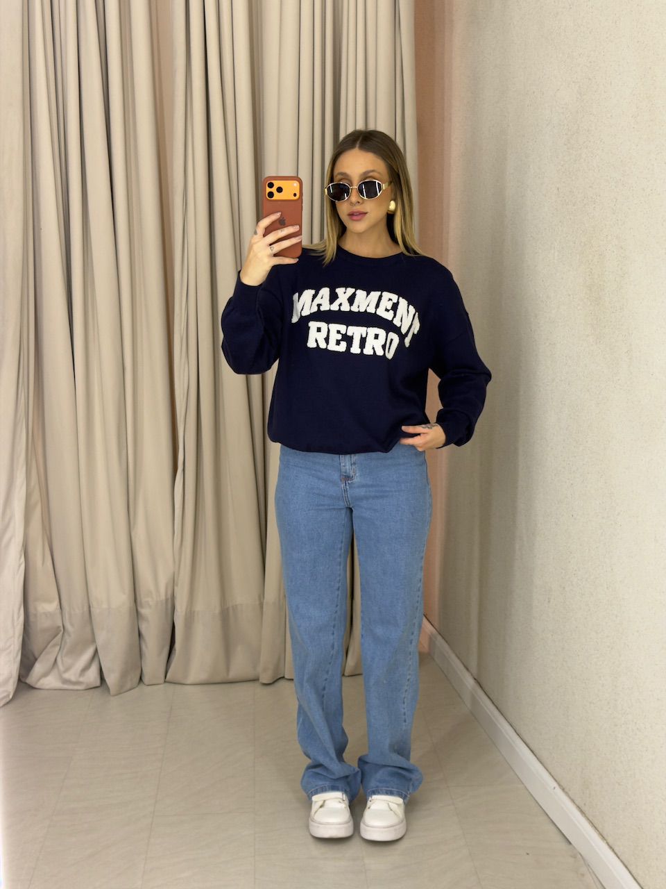 TRICOT VALÉRIA MANGA LONGA MARINHO