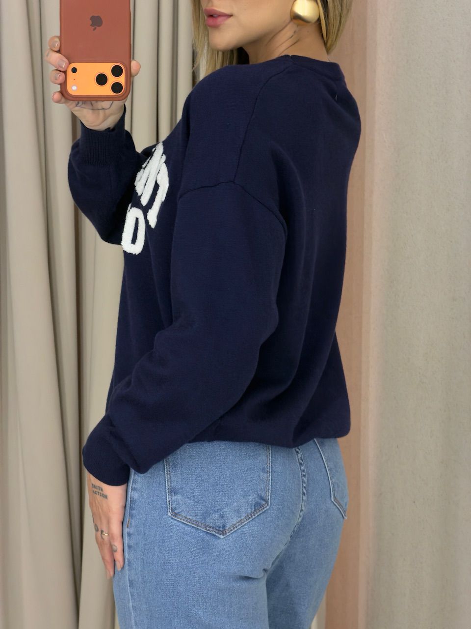 TRICOT VALÉRIA MANGA LONGA MARINHO