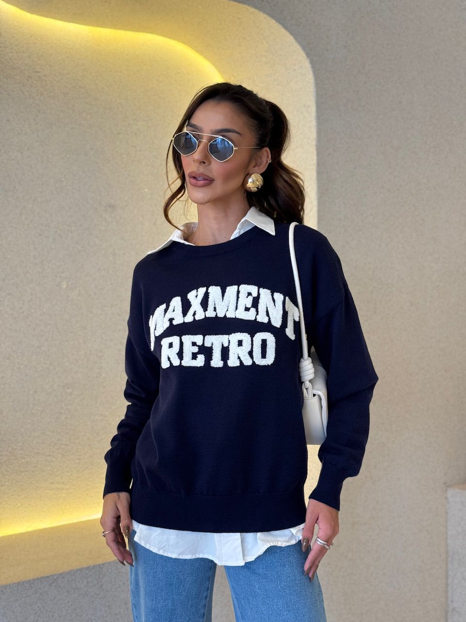 TRICOT VALÉRIA MANGA LONGA MARINHO - 0075210055 - CAROLLA FERRARO