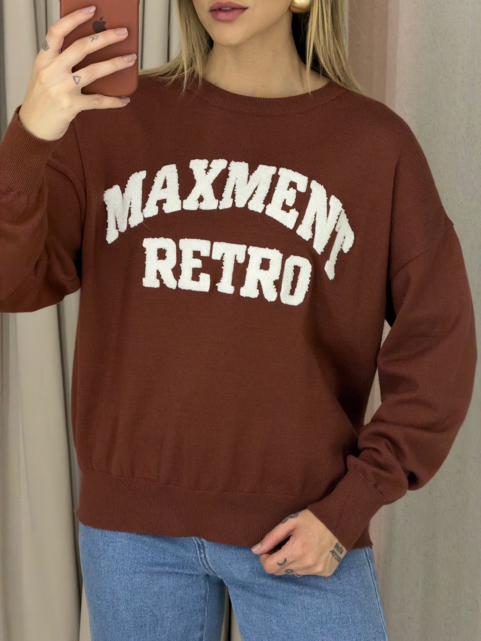 TRICOT VALÉRIA MANGA LONGA MARROM