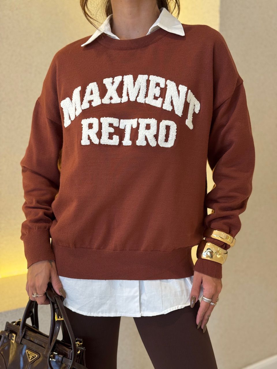 TRICOT VALÉRIA MANGA LONGA MARROM