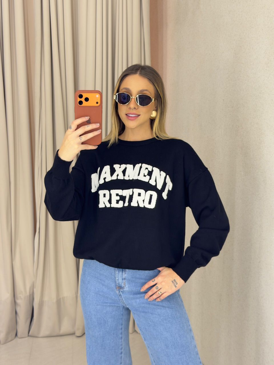 TRICOT VALÉRIA MANGA LONGA PRETO